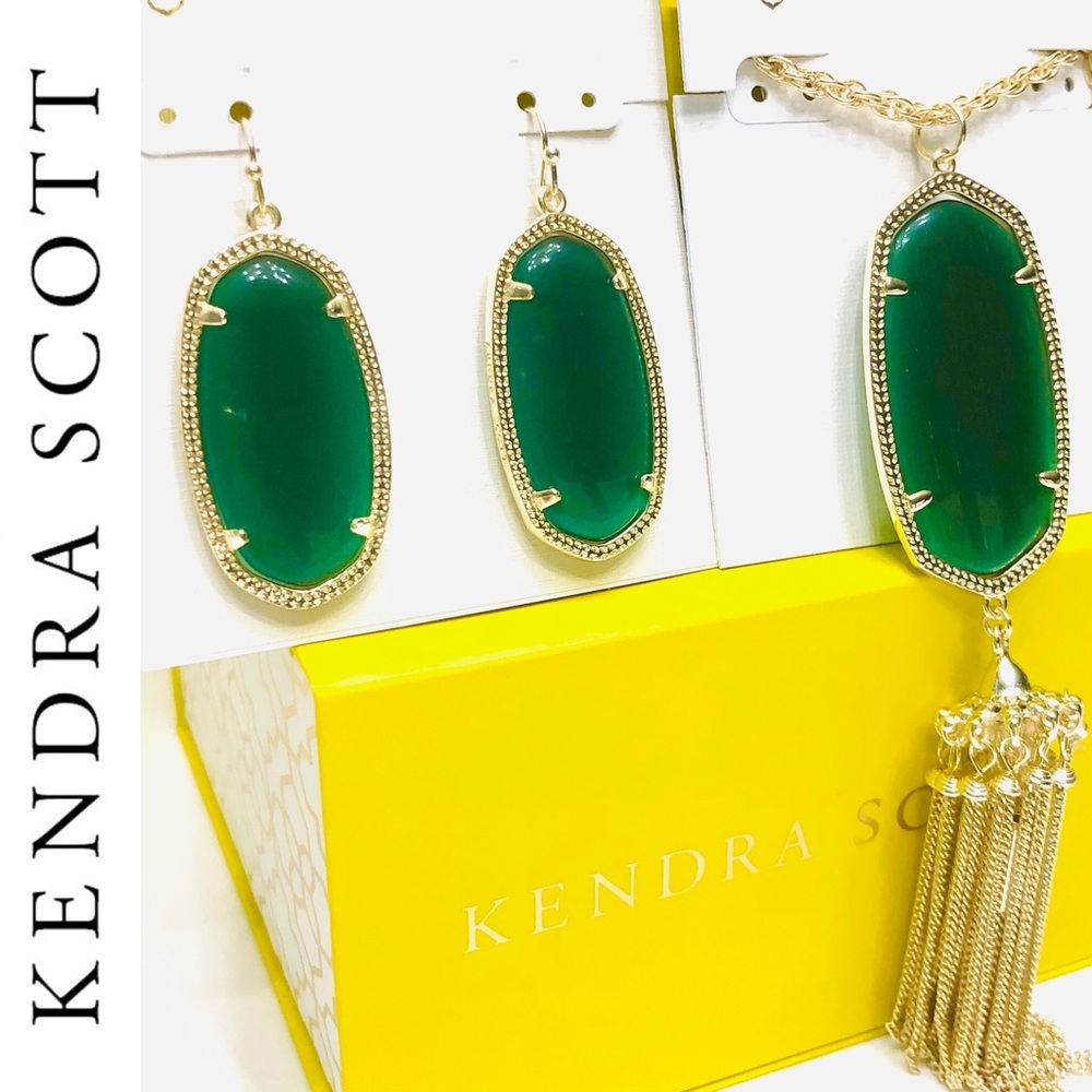 🔥SOLD🔥Kendra Scott Emerald Green Cat’s Eye Set